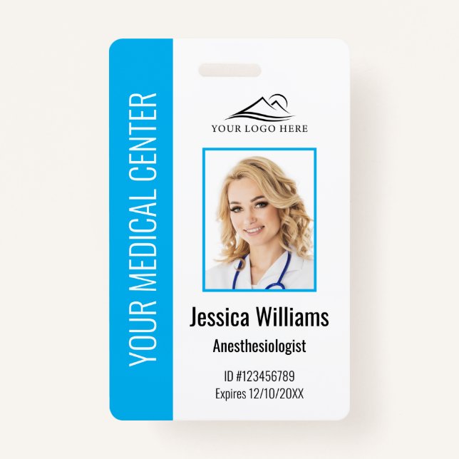 Personalized Healthcare Employee Blue ID  Badge (Front)