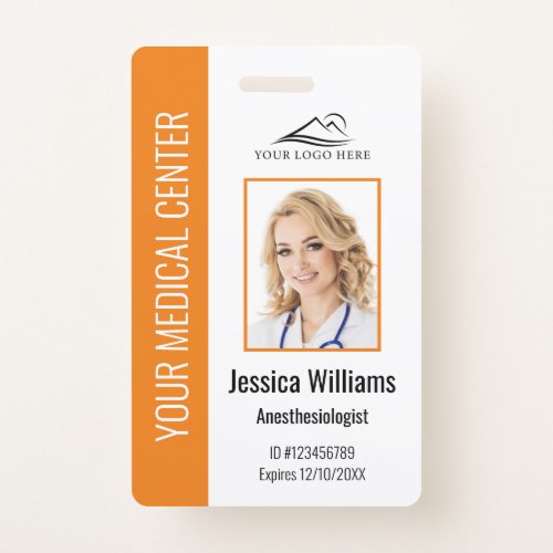 Personalized Healthcare Employee Orange ID Badge