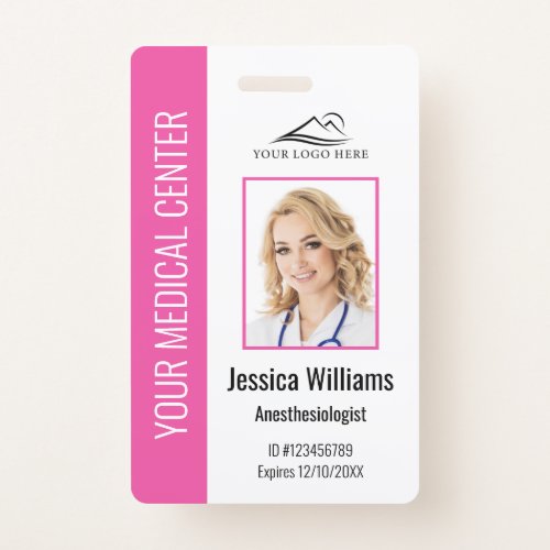Personalized Healthcare Employee Pink ID Badge