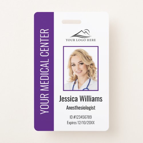 Personalized Healthcare Employee Purple ID Badge
