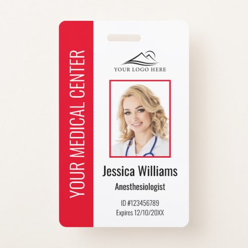 Personalized Healthcare Employee Red ID Badge