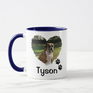 Personalized Heart and Paws Pet Photo Two-Tone Cof Mug