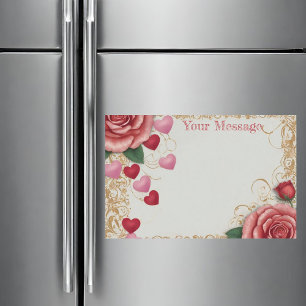 Personalized Heart and Rose Magnetic Dry Erase Sheet