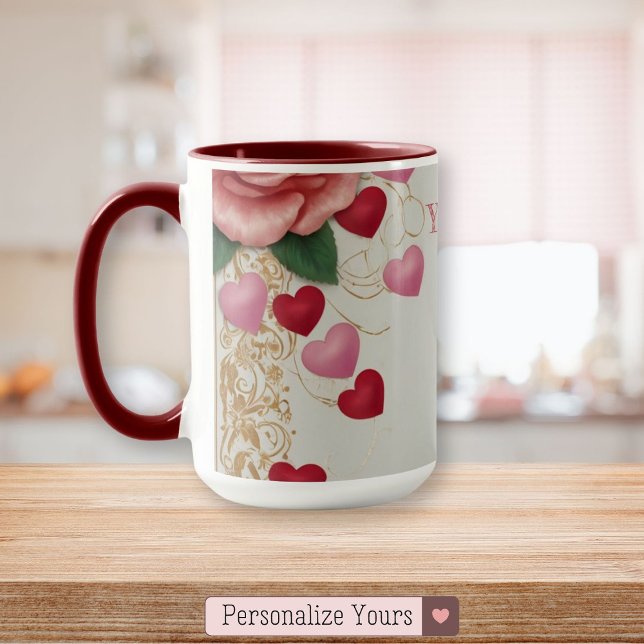 Personalized Heart and Rose Mug (Personalized Heart and Rose Mug)