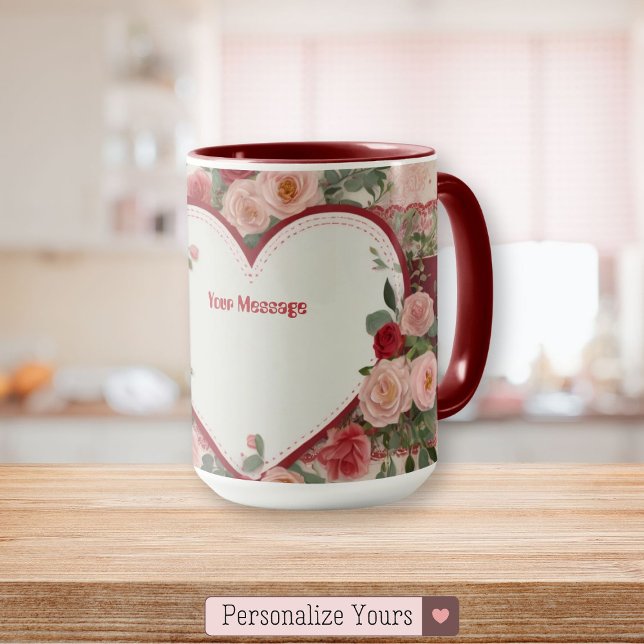 Personalized Heart and Rose Mug (Personalized Heart and Rose Mug)