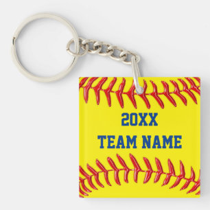 Personalized Heart and Softball Keychains