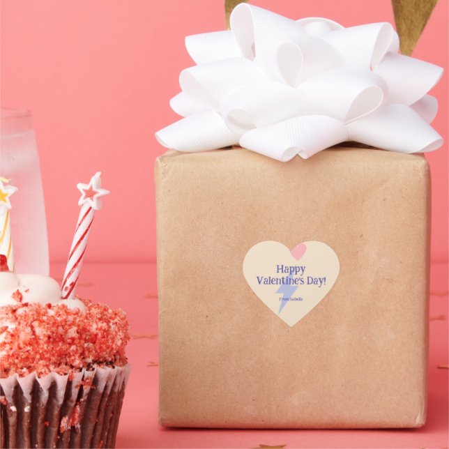Personalized heart and thunder lightning bolt heart sticker (Party)