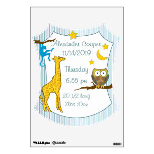 Personalized Heart Baby Boy Stats Stork Wall Decal