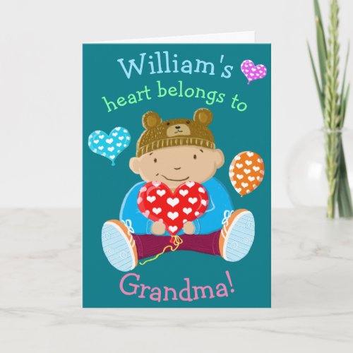 Personalized Heart Belongs To Grandma Thank You Card