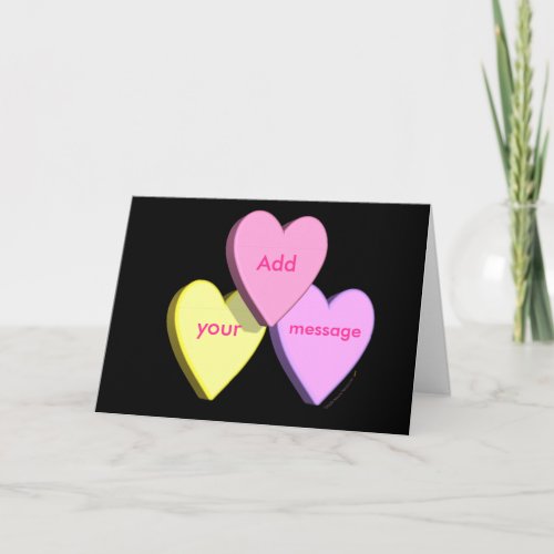 Personalized Heart Candy Card black