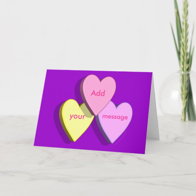 Personalized Heart Candy Card (purple) (Front)