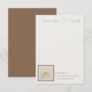 Personalized Heart Coffee Cup Flat Note Card