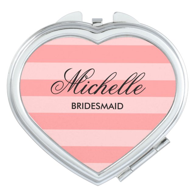 Personalized heart compact mirror for bridesmaid (Front)