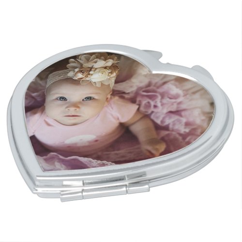 Personalized Heart Compact Mirror with Picture
