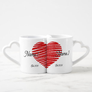 Personalized Heart Couple Mug Set