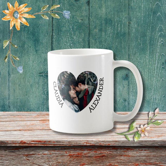 Personalized heart couple photo and 2 custom names coffee mug (Creator Uploaded)