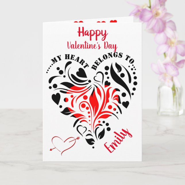 Personalized Heart Design Custom Valentine Photo Card (Orchid)