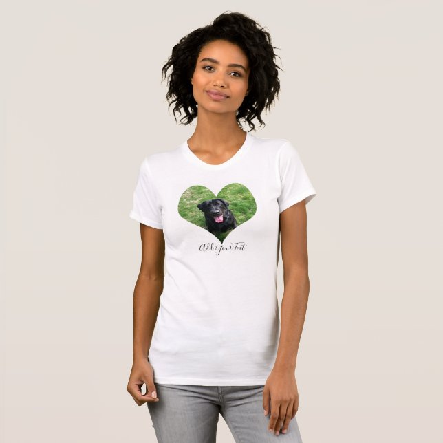 Personalized Heart Dog Pet Photo and Name  T-Shirt (Front Full)