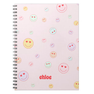 Personalized Heart Eyes Happy Face Notebook