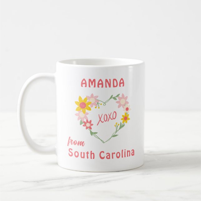 Personalized Heart Flowered Mug (Left)