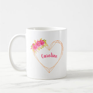 Personalized Heart & Flowers Romantic Mug