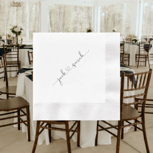 Personalized Heart Font Couple Names Wedding Napkins