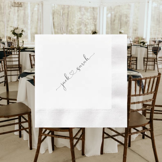 Personalized Heart Font Couple Names Wedding Napkins (Creator Uploaded)