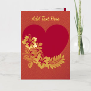 Personalized Heart Gold Foil Folded Card