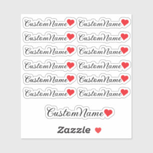 Personalized Heart Guest List – 12 Custom Name Sticker