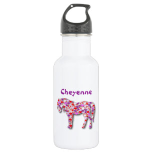 Personalized Heart Horse Pink - Water Bottle