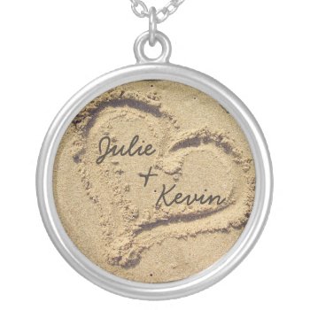 Personalized Heart In The Sand Necklace by pmcustomgifts at Zazzle