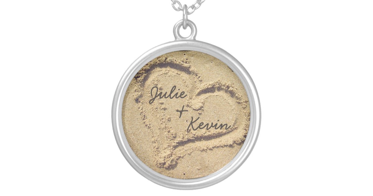 Personalized Heart in the Sand Necklace Zazzle
