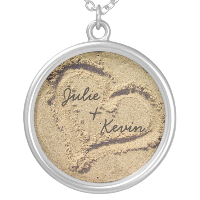 Personalized Heart in the Sand Necklace (Front)