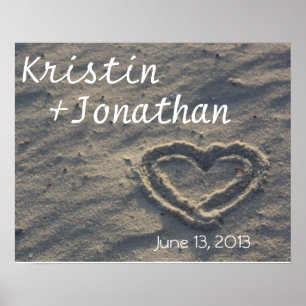 Personalized Heart in the Sand Wedding Gift Poster