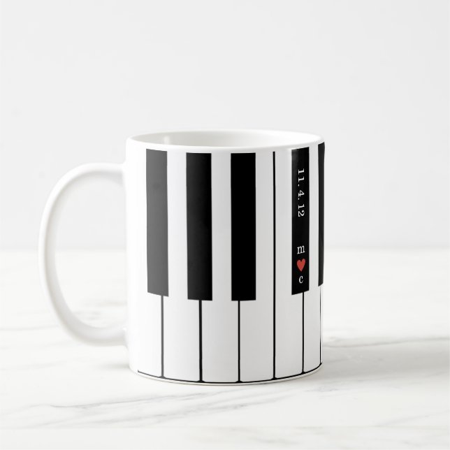 Personalized Heart Initial Couples Piano Mug (Left)