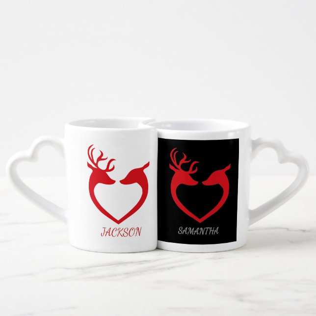 Personalized Heart Interlocking Couple Coffee mug  (Back Nesting)