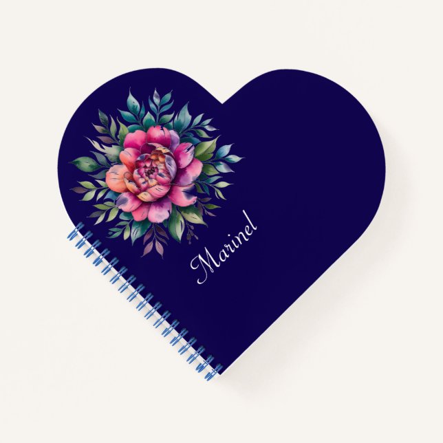 Personalized Heart Journal-Editable Name Notebook (Front)