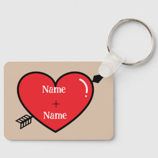 Personalized Heart Key Chain Two Names