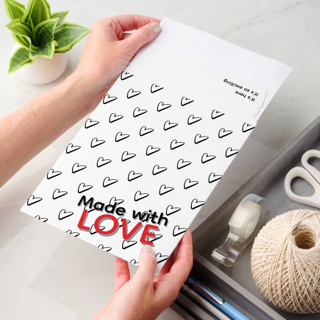 Personalized Heart Made With Love QR code Business Envelope Mailers (Desk)