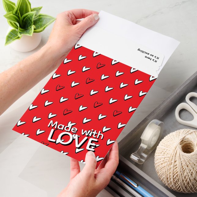 Personalized Heart Made With Love QR code Business Envelope Mailers (Desk)