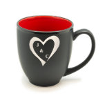 Personalized Heart Matte Black/Red Bistro Hilo Mug<br><div class="desc">High quality matte black exterior,  glossy rim,  with colorful red interior mug. Choose your own custom text and make it personal.</div>