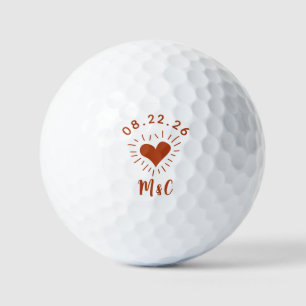 Personalized Heart Monogram Wedding Golf Balls