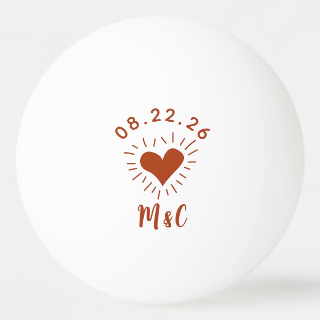 Personalized Heart Monogram Wedding Ping Pong Ball (Front)