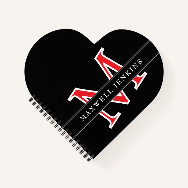 Personalized Heart Notebook with Monogram & Name (Front)