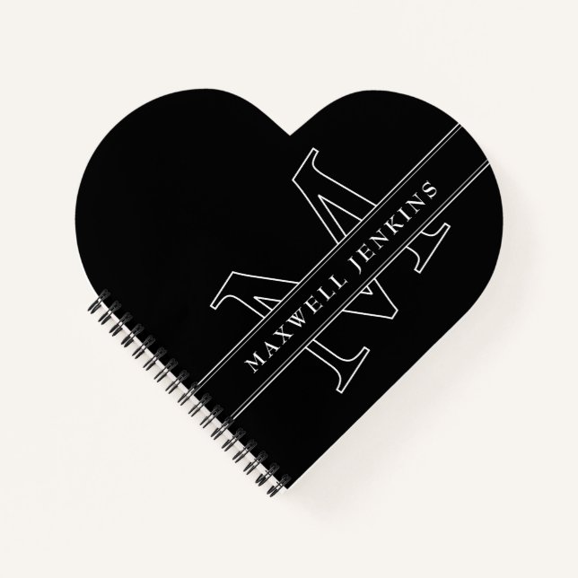 Personalized Heart Notebook with Monogram & Name (Front)
