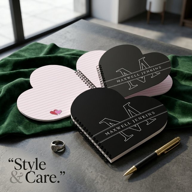 Personalized Heart Notebook with Monogram & Name (Personalized Heart Notebook with Monogram & Name)