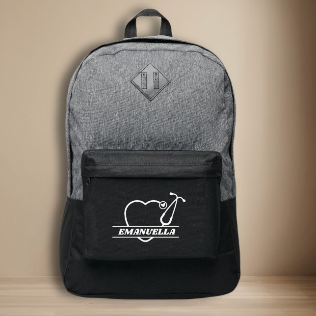 Personalized Heart Nurse Stethoscope - Nurse Gift Port Authority® Backpack (Creator Uploaded)