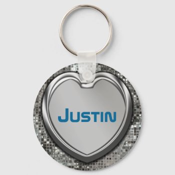 Personalized Heart On Sequins Keychain by MetalShop at Zazzle
