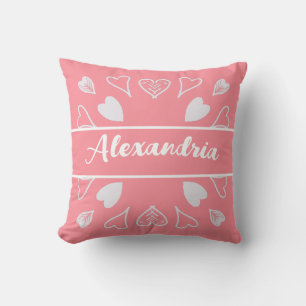 Personalized Heart Pattern Throw Pillow