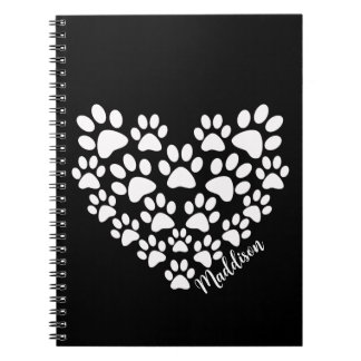 Personalized Heart Paw Prints Notebook